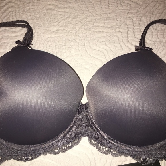 Grey push-up bra and Natori lace panty, 32D, S - Picture 3 of 6